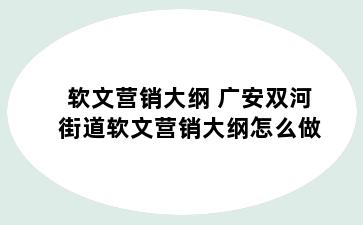 软文营销大纲 广安双河街道软文营销大纲怎么做